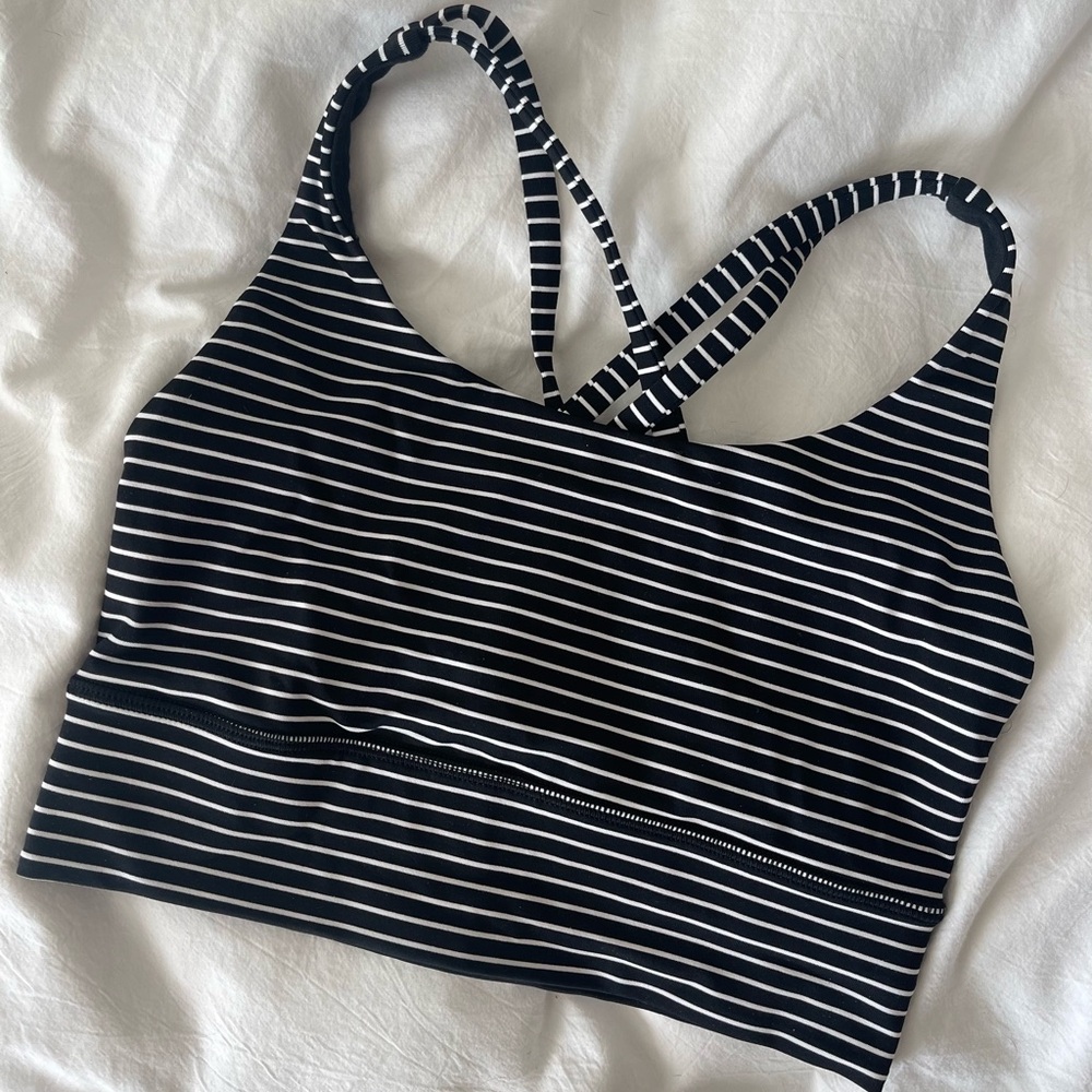 lululemon athletica Black and White Striped Sports Bra
